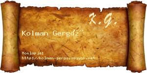 Kolman Gergő névjegykártya
